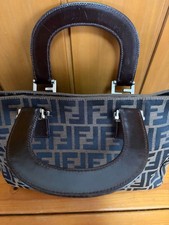 FENDI logo print handbag, Zucca pattern, canvas and leather. #QY2KQM