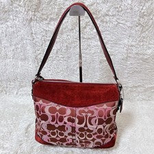 COACH Optic Signature Hobo Bag Canvas, Genuine Leather #QY6G7I