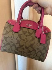 COACH Boston bag, brown and pink, Canvas/Leather #QY7AUY