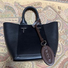 Tod's Double Up Mini Leather Bag, Black #QYL1IS