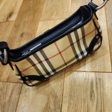 BURBERRY LONDON Nova Check Canvas Leather Shoulder Bag Italy #QY4ZNI