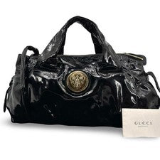 GUCCI Mini Boston Handbag, Gold Hardware, Leather Black #QY60LN