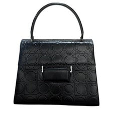 Ferragamo handbag, Gancini pattern, embossed leather, suede, with protec #QY4JA3