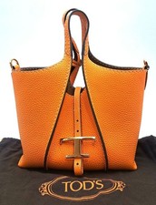 TOD'S T Timeless Leather Shopping Bag Mini Orange #QYGKC0