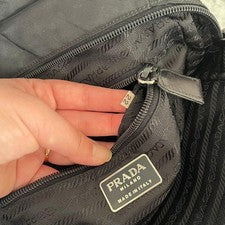 PRADA Prada Triangle Plate Handbag Tote Bag Black #QYDIGW