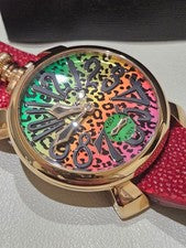 GaGa Milano Galuchat Red Watch with Leopard Print #QY3VO8