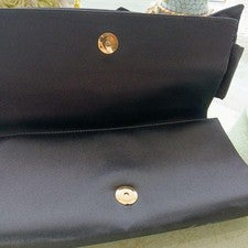 Christian Louboutin Satin Clutch Bag, Black, Ribbon, Party, Size 20 #QY2SG4
