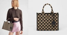 PRADA Symbol Jacquard Fabric Handbag Small #QYB6CN