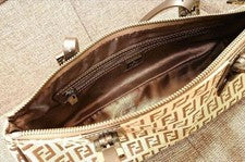 FENDI Zucchino handbag, Zucca pattern, made in Italy Black Leather #QYF0GZ