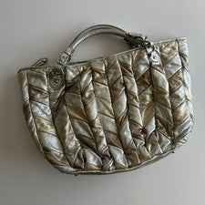 Miu Miu Metallic Leather Logo Hand Bag