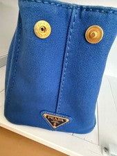 PRADA Canapa handbag, blue, with guarantee card. #QY4IOE