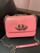 CHRISTIAN LOUBOUTIN pink bag, Louboutin studs, ribbon, spikes #QYB58T