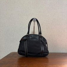LOEWE Anagram Nylon Leather Handbag, Black #QY7C6Q