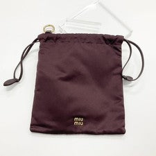 Miu Miu Satin Silk Duchess Pouch Logo Drawstring Bag Charm