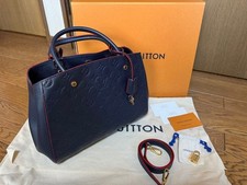 LOUIS VUITTON Montaigne BB Navy Red Empreinte M Women #QY56WR