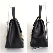 Prada Classic Leather 2-Way Bag, Black, for Women and Men #QY5U3L