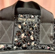 [Good Condition] Miu Miu Backpack Bijou Matelasse Leather Nylon Black