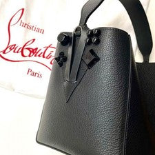 Christian Louboutin Black Embellished Leather Tote Bag with Strap Women #QYIV51