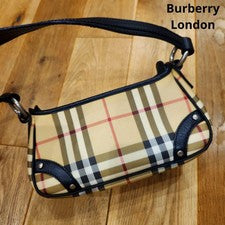 BURBERRY LONDON Nova Check Canvas Leather Shoulder Bag Italy #QY4ZNI