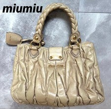 Leather Miu Miu Matelassé handbag, ivory leather #QYE6UD