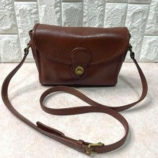 USA-made OLD COACH Turnlock Leather Shoulder Bag, Brown #QYHLDU