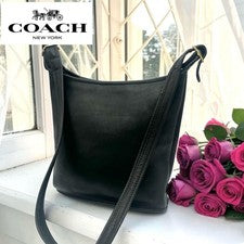 COACH Old Coach Shoulder Bag, Black Leather #QYF0AN