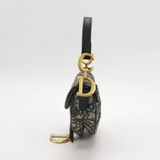 CHRISTIAN DIOR Trotter Saddle Bag Navy Canvas Strap #QY1JDD