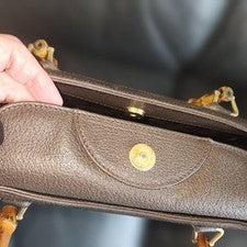 GUCCI Suede Bamboo Tote, Dark Brown, Classic Gucci #QY0OCN