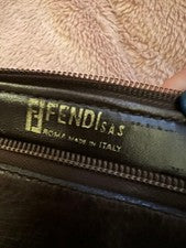 FENDI Mini Boston Bag Monogram Canvas Leather Black Beige Italy From Jap #QYABPF