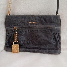 miumiu miumiu nappa leather shoulder bag dark gray