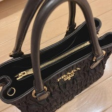 PRADA handbag, black, gathered nylon #QY4BPP