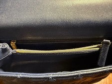 CHANEL Coco Handle Caviar Skin Navy Lizard Handle Flap Bag Hard to Find #QYIVD8