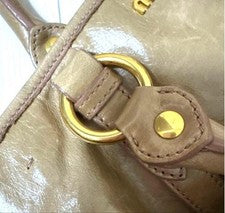 MIU MIU Vitello Beige Leather Handbag with Shoulder Strap #QY9OAU