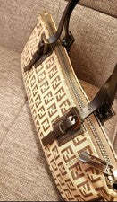 FENDI Zucchino handbag, Zucca pattern, made in Italy Black Leather #QYF0GZ