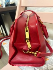 SAINT LAURENT Baby Cabas Red 2-Way Handbag Shoulder Bag YSL Leather #QY867D