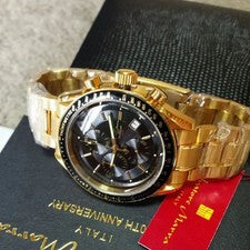Gold IP coated, multifunction chronograph, 100M water resistance. #QYAYOE