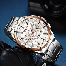 New Curren Watch, Top Brand Silverrose Men's Luminous Waterproof Sport C #PF37W2
