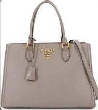 PRADA Saffiano 2-way handbag Gray #QYG540