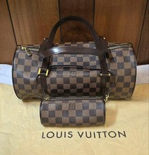 LOUIS VUITTON Papillon Damier Canvas Handbag N51303 + Pouch #QY2TCQ