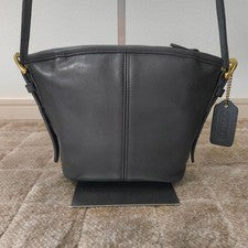 Old Coach 4107 Shoulder Bag, Leather, Black, Made in USA #QYB5T1