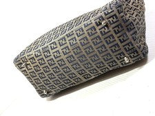 FENDI Zucchino Zucca Pattern Handbag Leather Canvas #QY2SL3