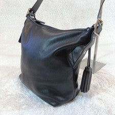 Old Coach Shoulder Bag, Tassel, Glove Leather, Black #QY6NDU