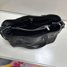 LOUIS VUITTON Black Leather Handbag Silver Hardware Made in France Elega #QY8DU3