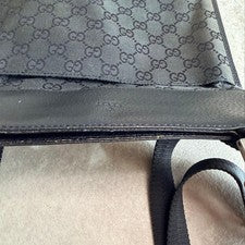 GUCCI GG Canvas Sherry Line Flat Shoulder Bag Black W24 H25 #QYC07S