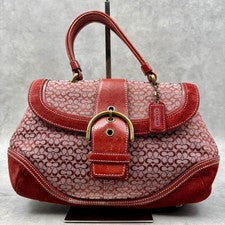 COACH Soho Handbag, Suede, Red, 7078 #QYHDXH