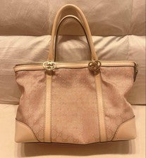 GUCCI Lovely Pink Beige Gold Hardware GG Canvas #QYA2Y2