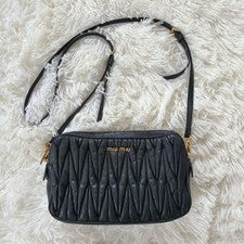 miu miu Matelasse shoulder bag leather crossbody gold logo