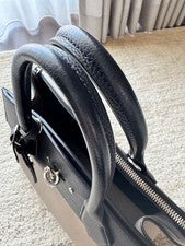 Black and gray handbag with lock #QY908J
