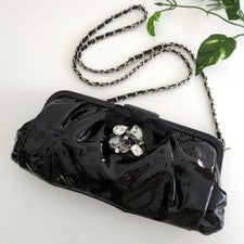 Good condition Miu Miu Bijou 2way enamel bag opening crack bag bag black