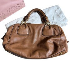MIUMIU Classic Boston Handbag Brown Leather